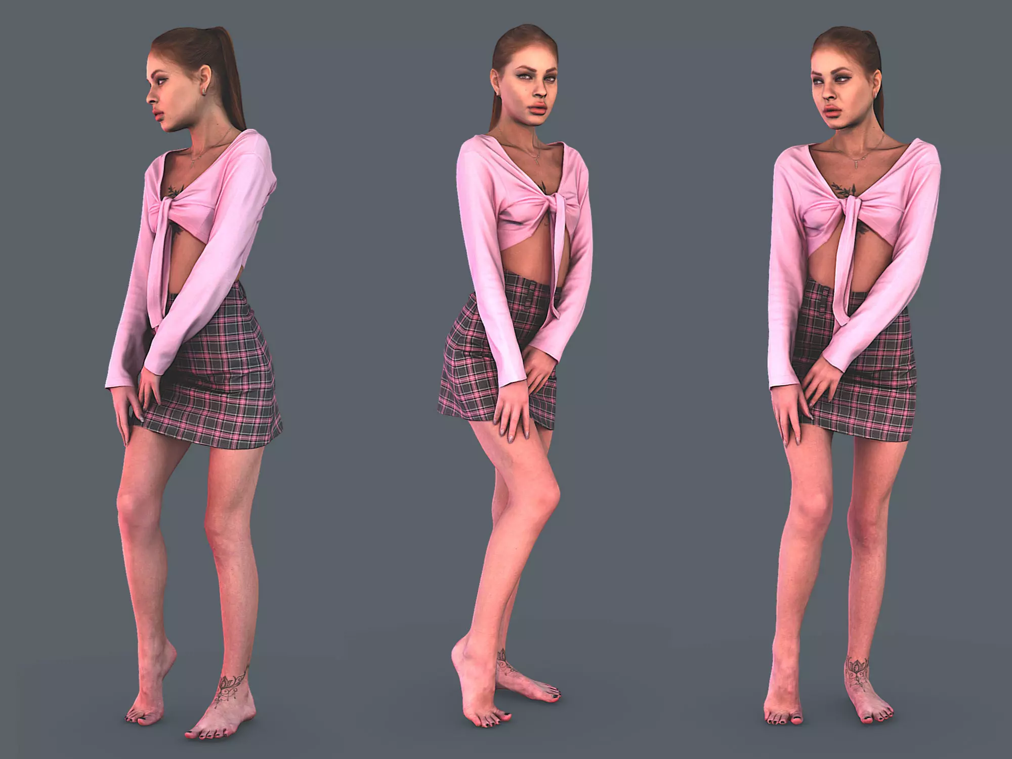 Hottie in a Pink 3D model_0