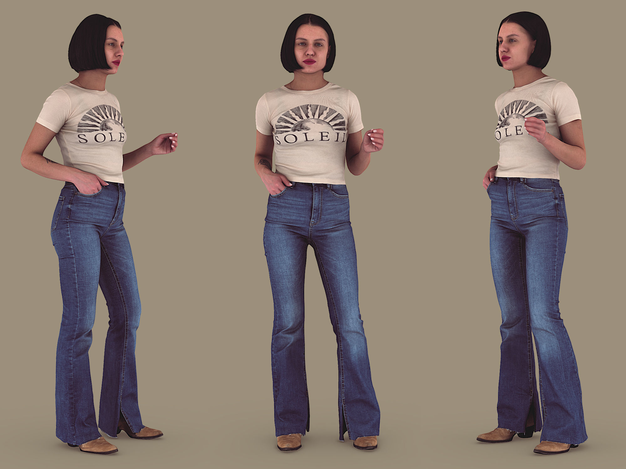 Slender Tanned Girl 3D model_1