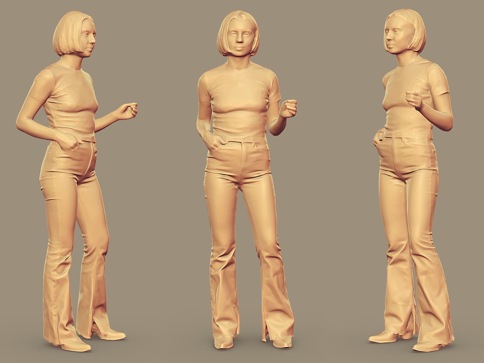 Slender Tanned Girl 3D model_2