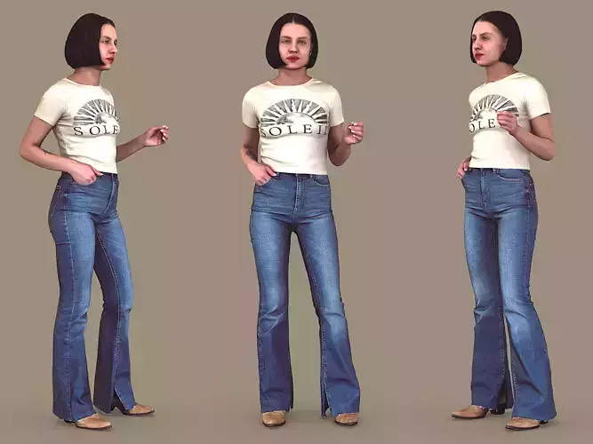 Slender Tanned Girl 3D model