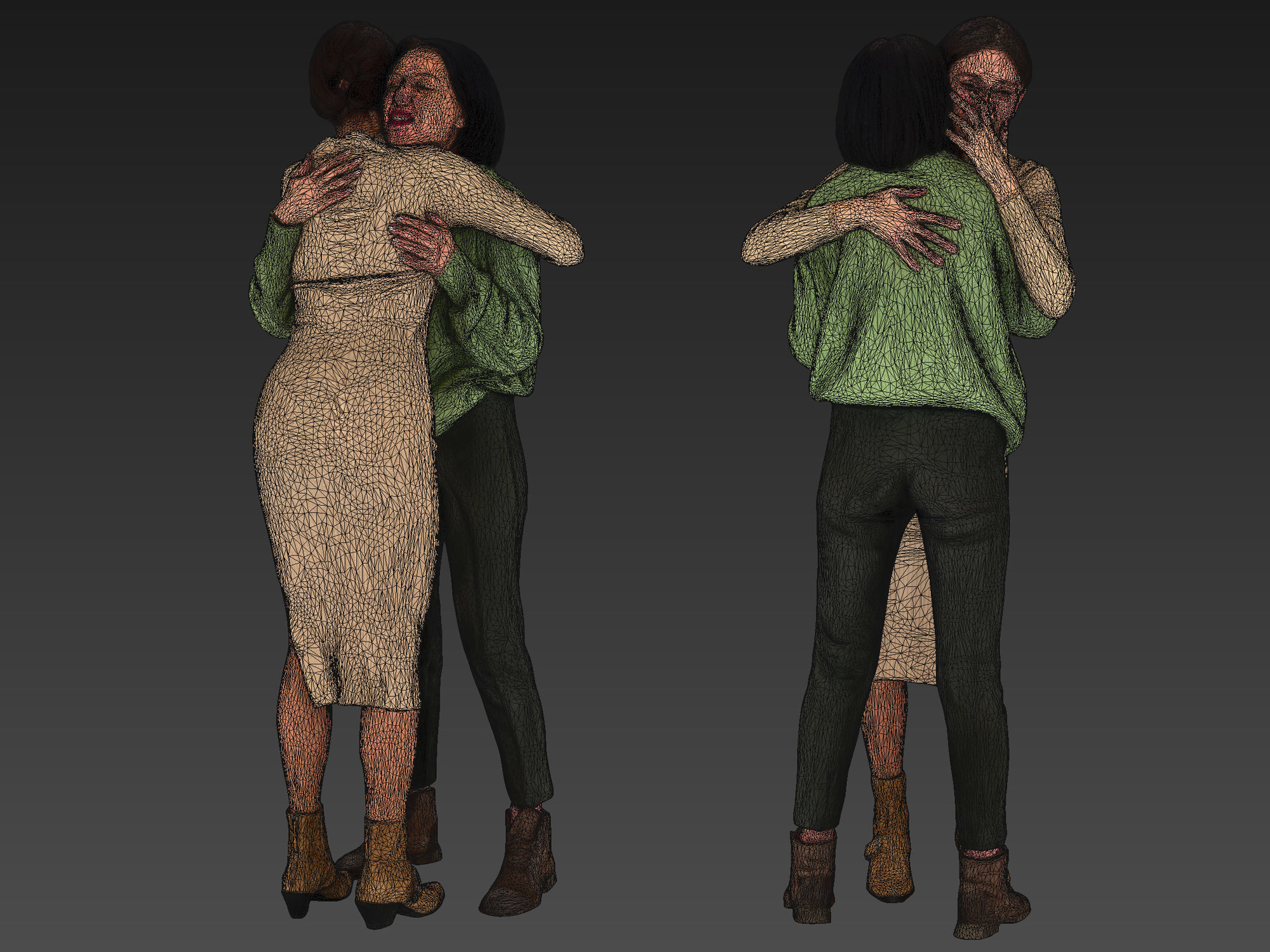 Girls Hugs 3D model_10