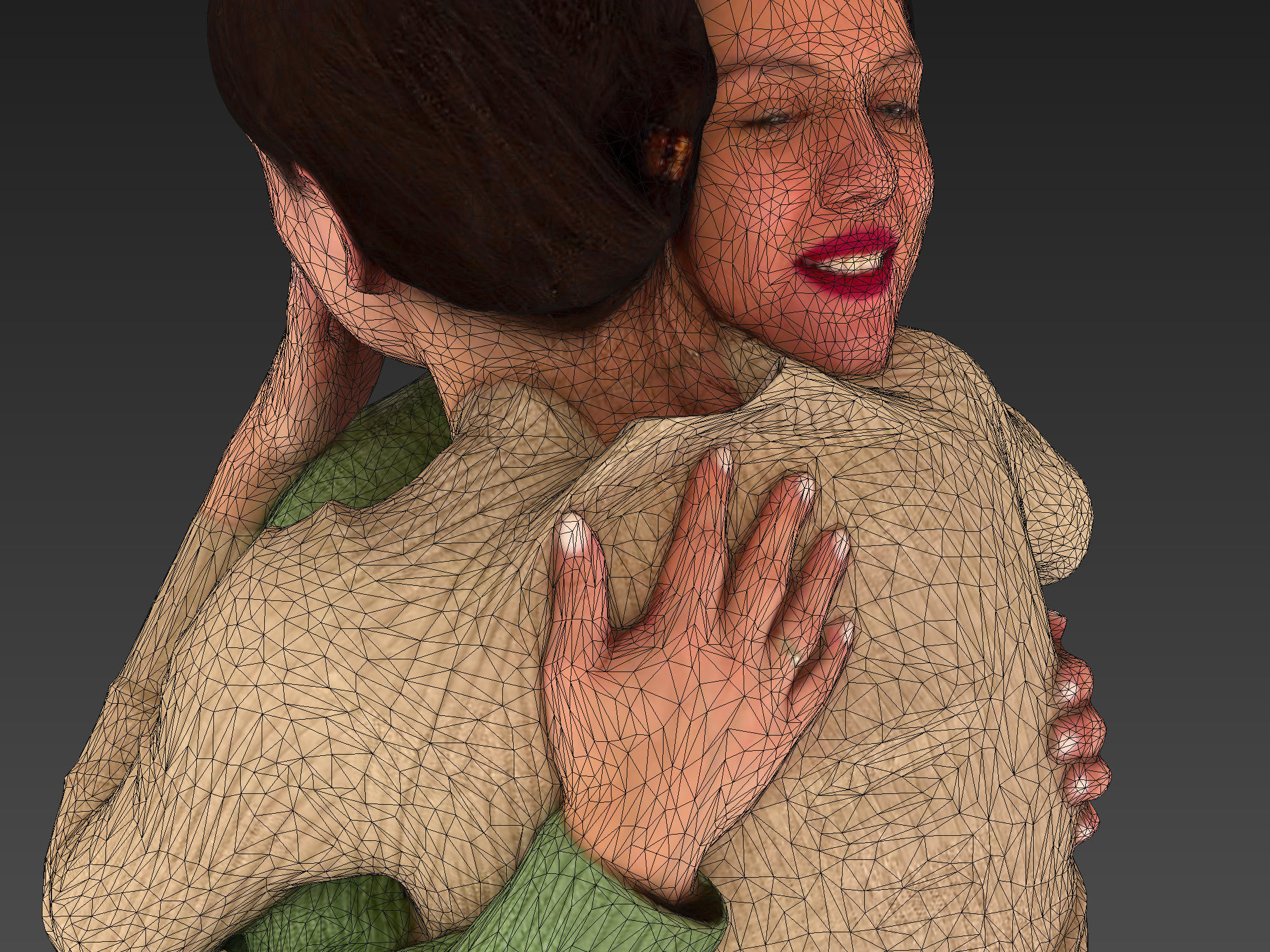Girls Hugs 3D model_6