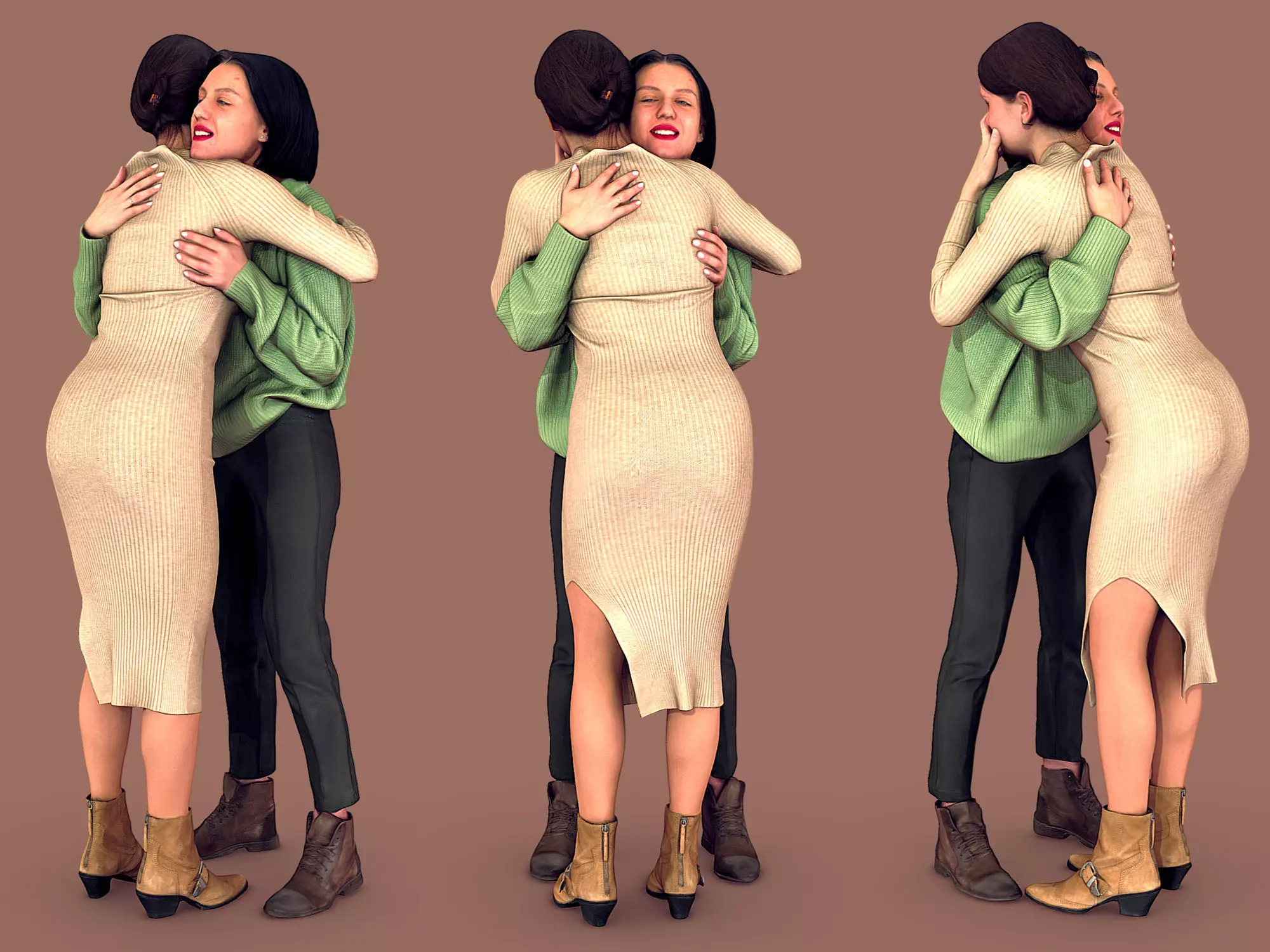 Girls Hugs 3D model_0