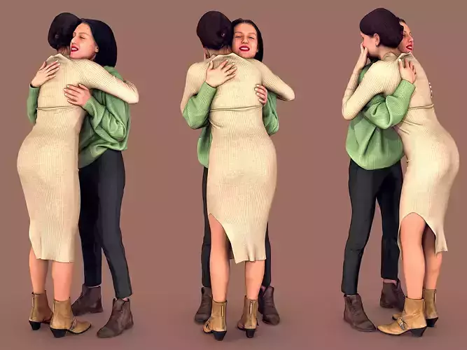 Girls Hugs 3D model