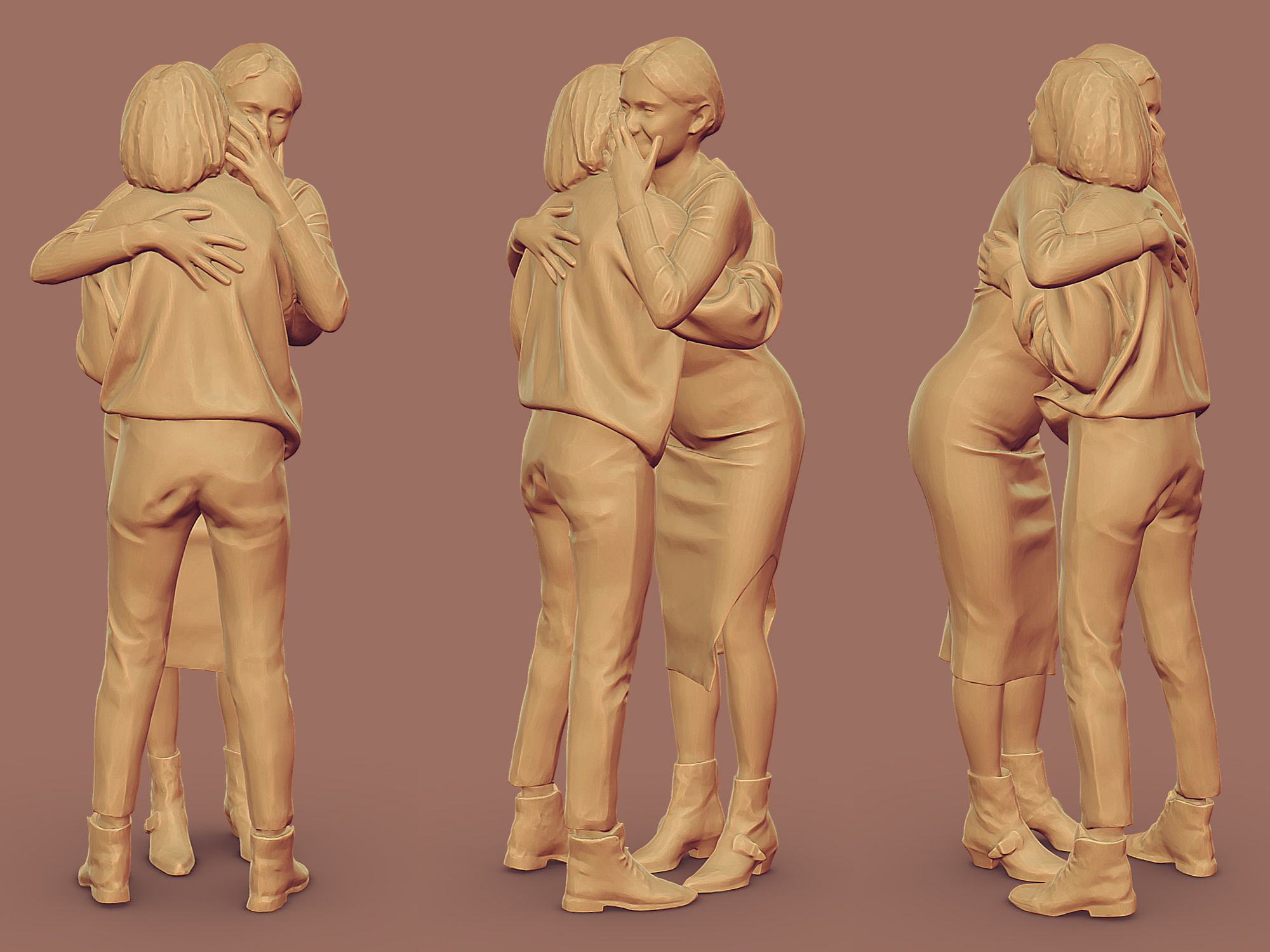 Girls Hugs 3D model_5
