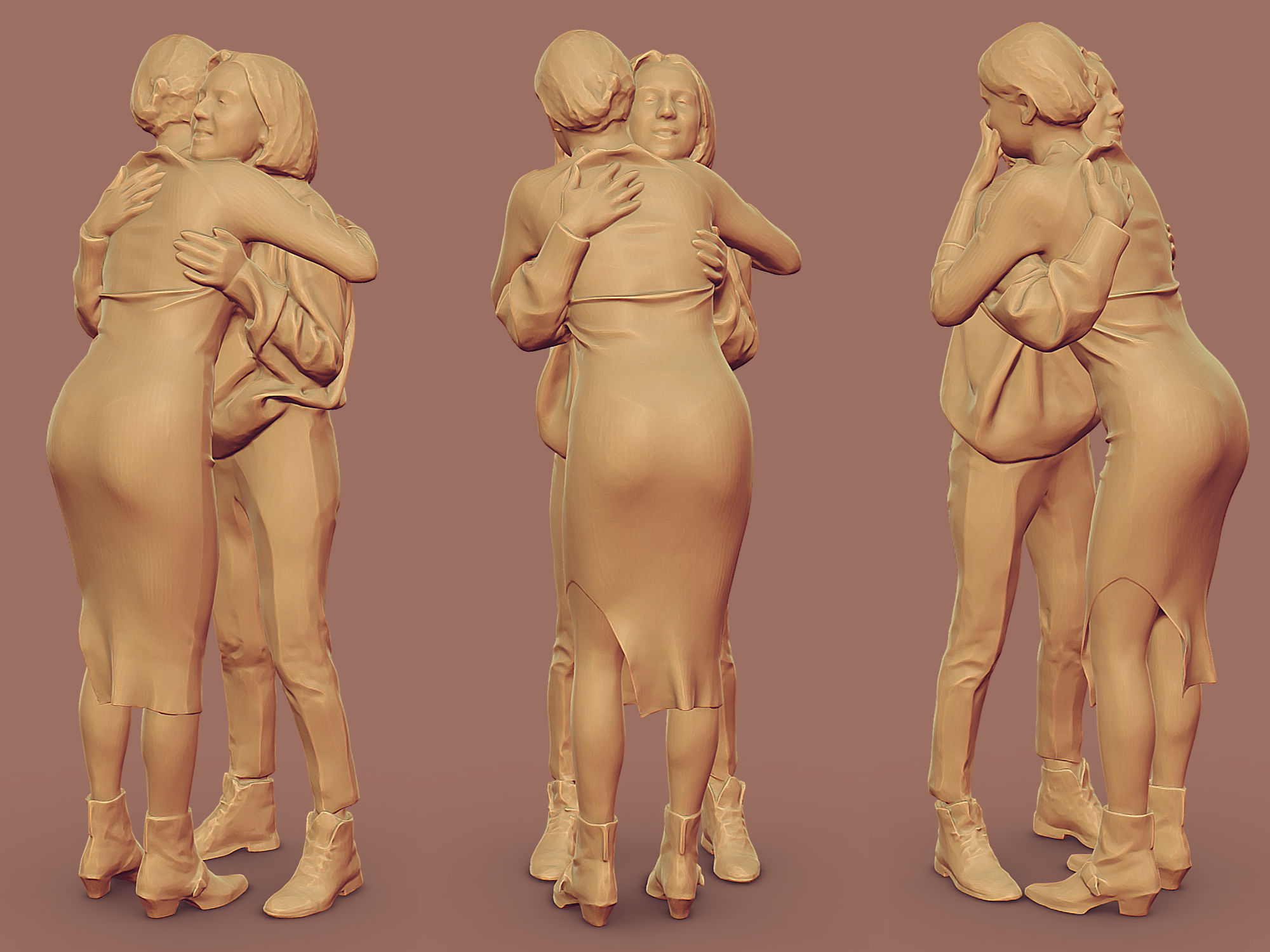 Girls Hugs 3D model_2