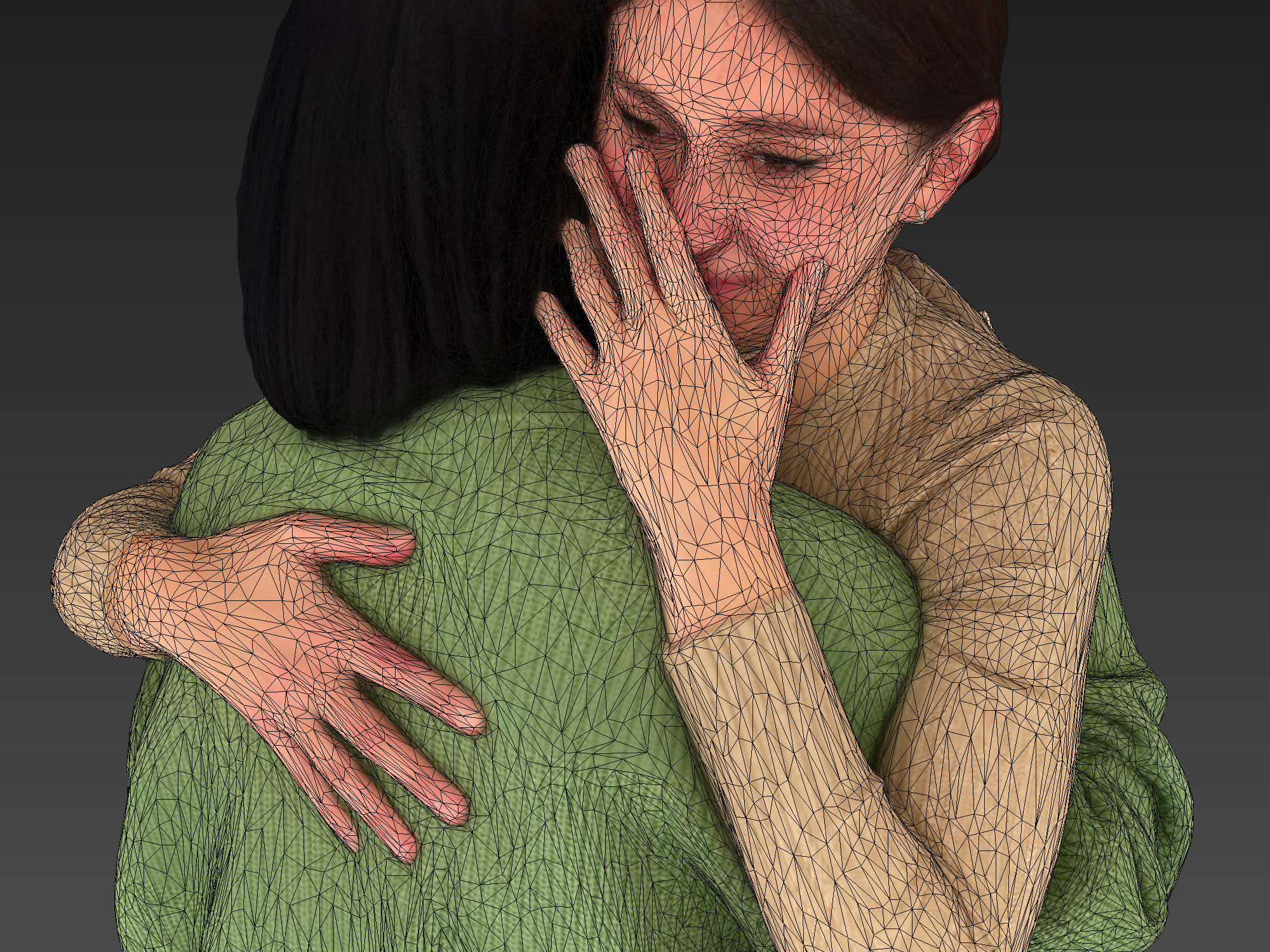 Girls Hugs 3D model_8