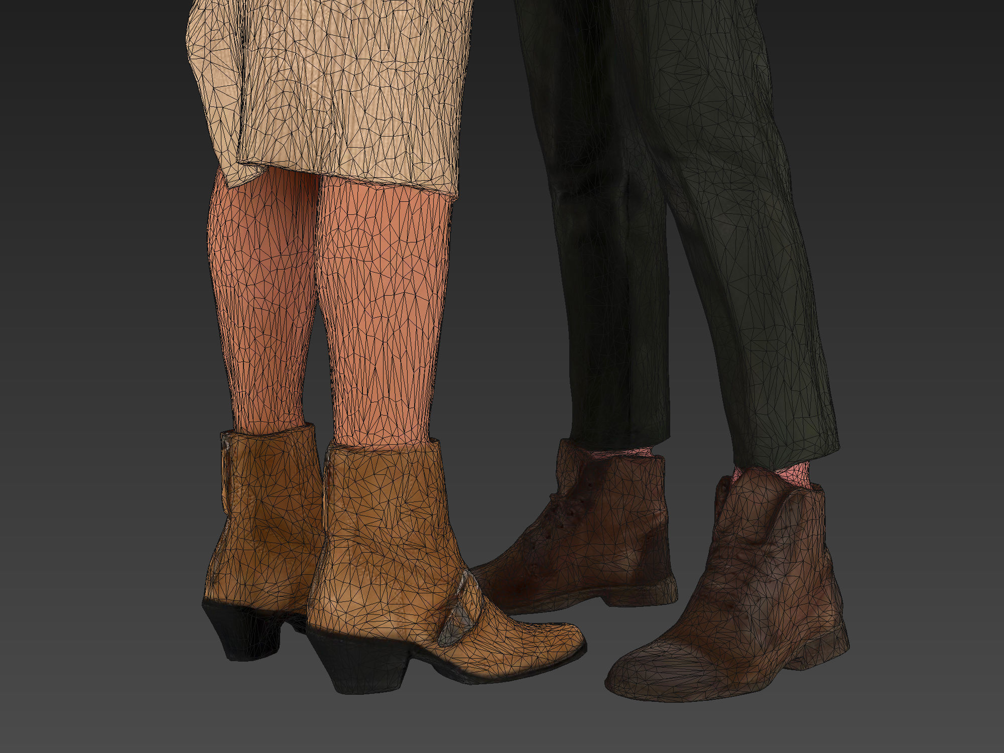 Girls Hugs 3D model_9