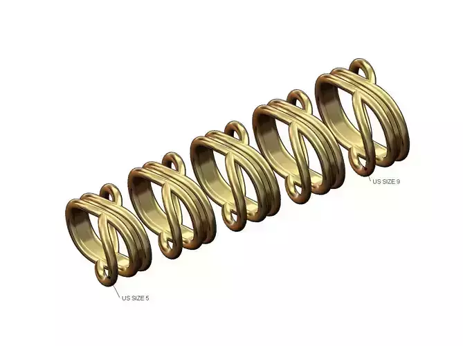 Curved wire fashion band US sizes 5to9