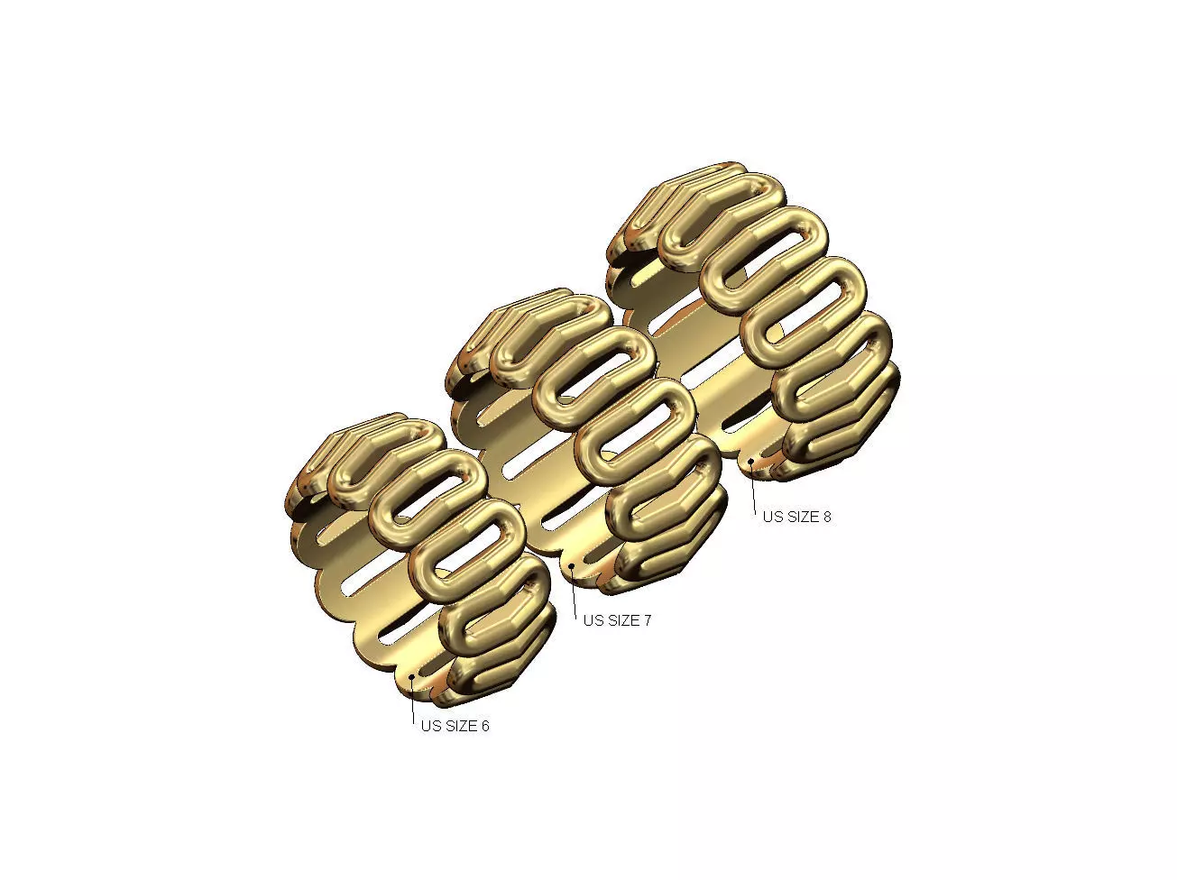 Eternity bent chain link band US sizes 6 7 8 3D print model