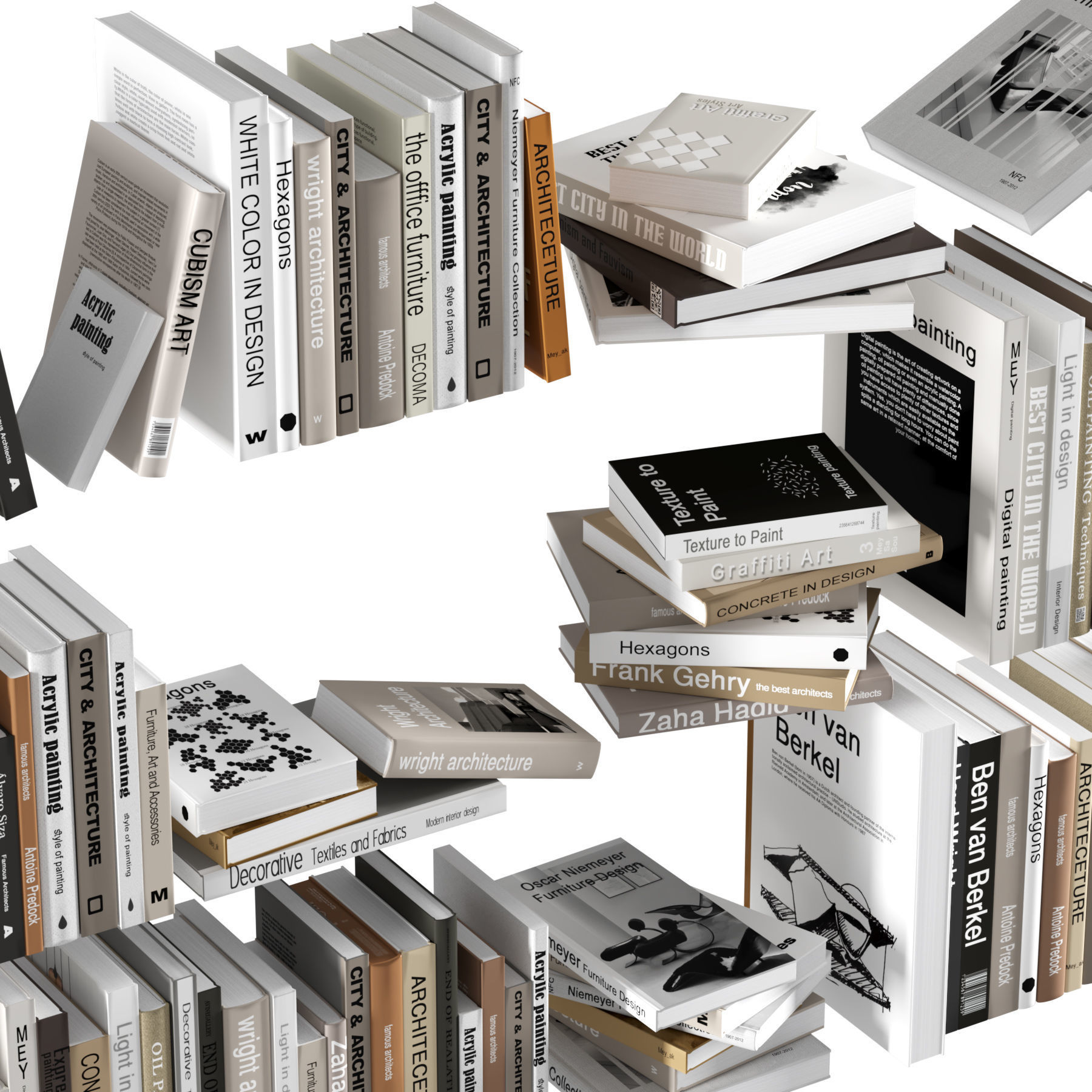 book collection set3 3D model_1