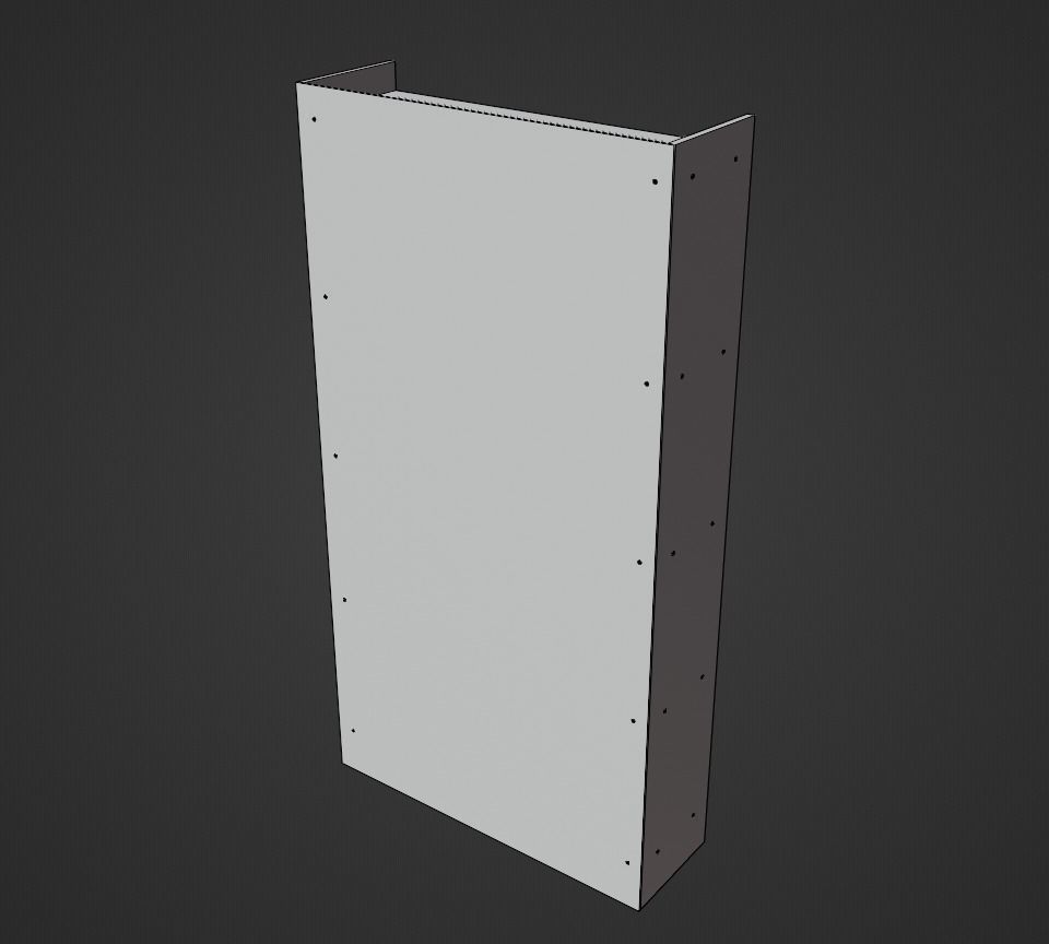 Tall Wooden 4-Row Shelf Low-poly 3D model_12