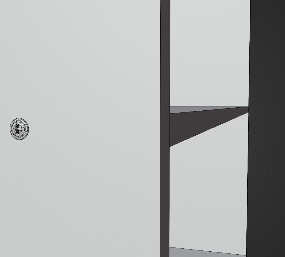 Tall Wooden 4-Row Shelf Low-poly 3D model_13