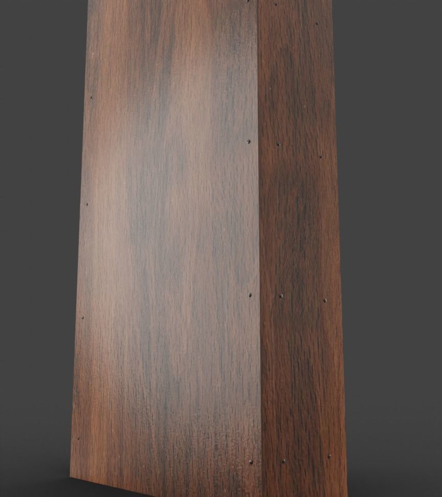 Tall Wooden 4-Row Shelf Low-poly 3D model_11