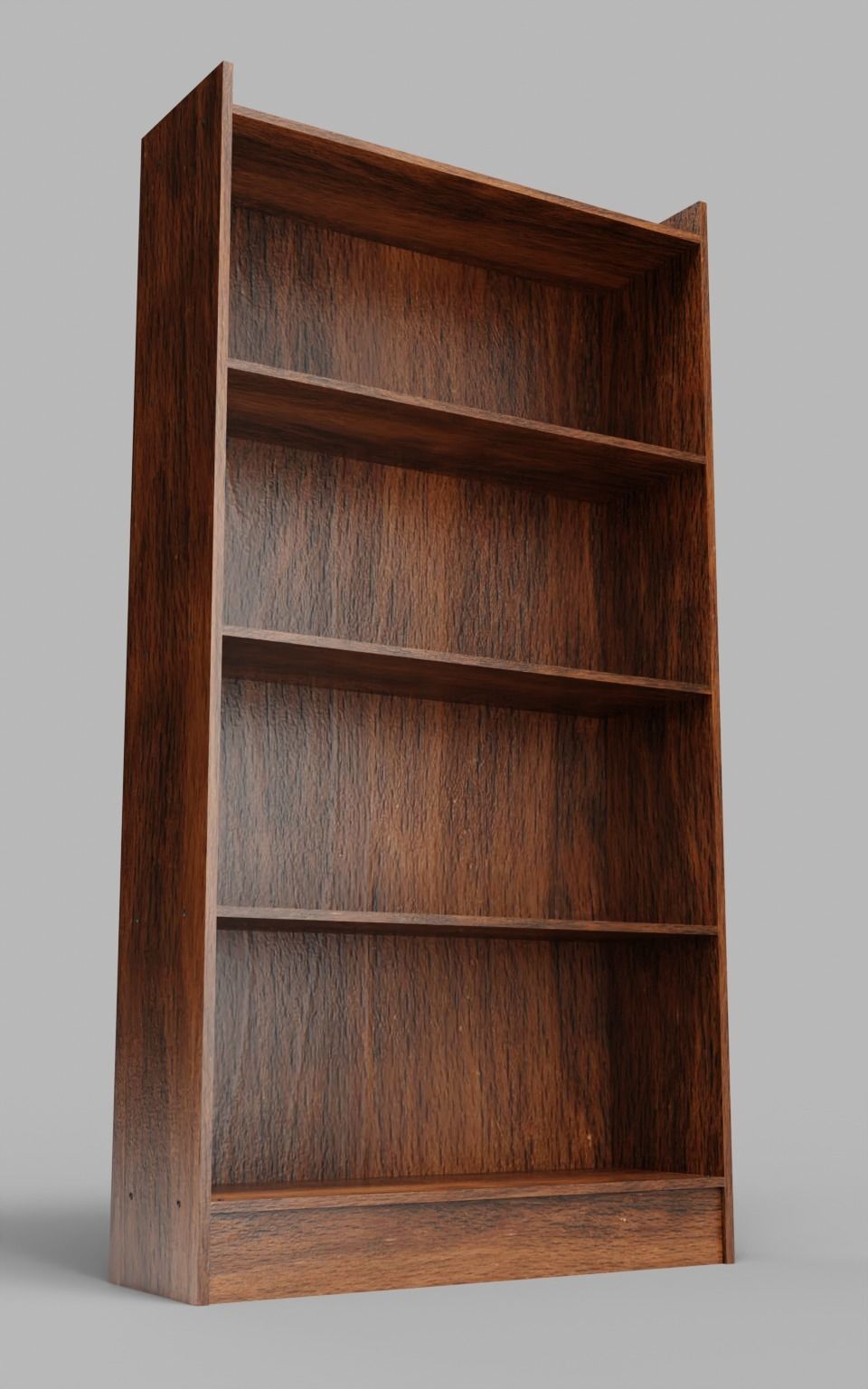 Tall Wooden 4-Row Shelf Low-poly 3D model_1