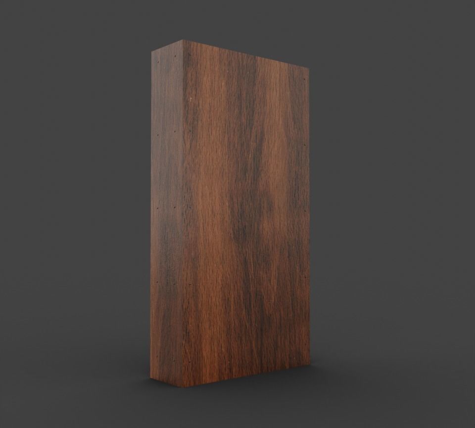 Tall Wooden 4-Row Shelf Low-poly 3D model_4
