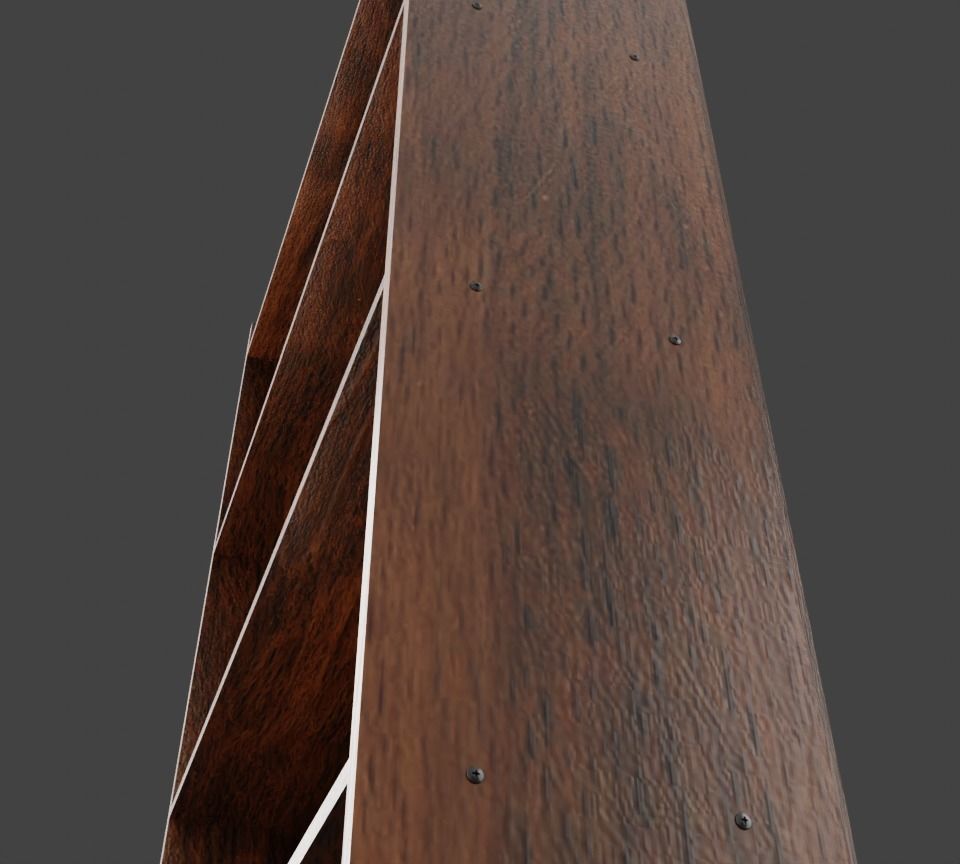 Tall Wooden 4-Row Shelf Low-poly 3D model_10