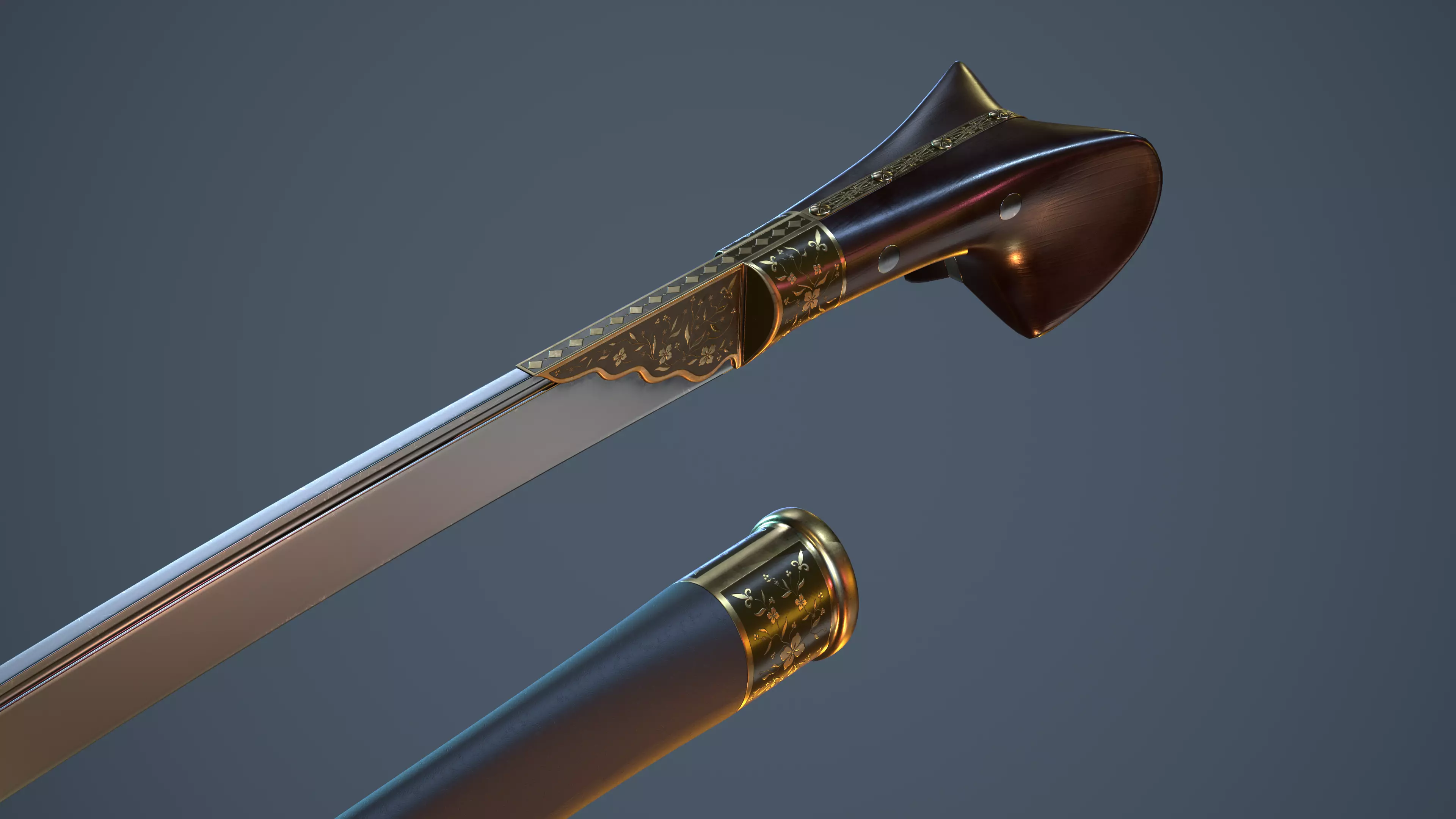 Turkish scimitar 3D model_0