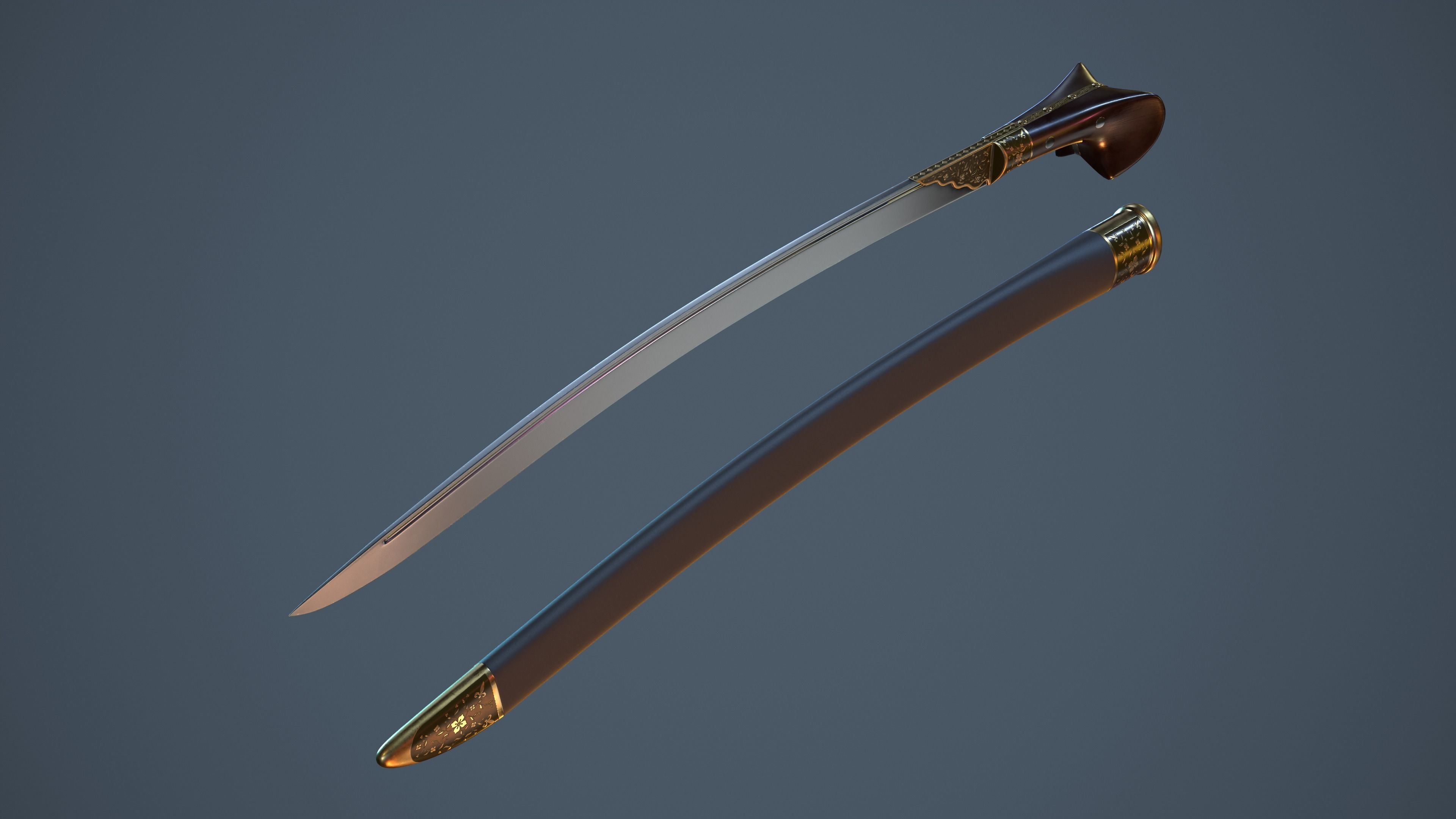 Turkish scimitar 3D model_9