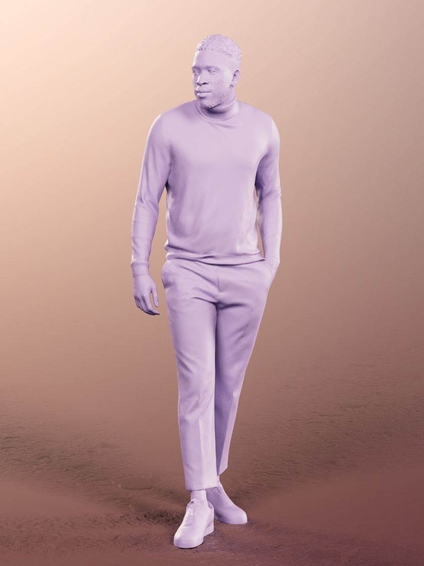 Theo 12832 - Elegant Walking Black Man Low-poly 3D model_4