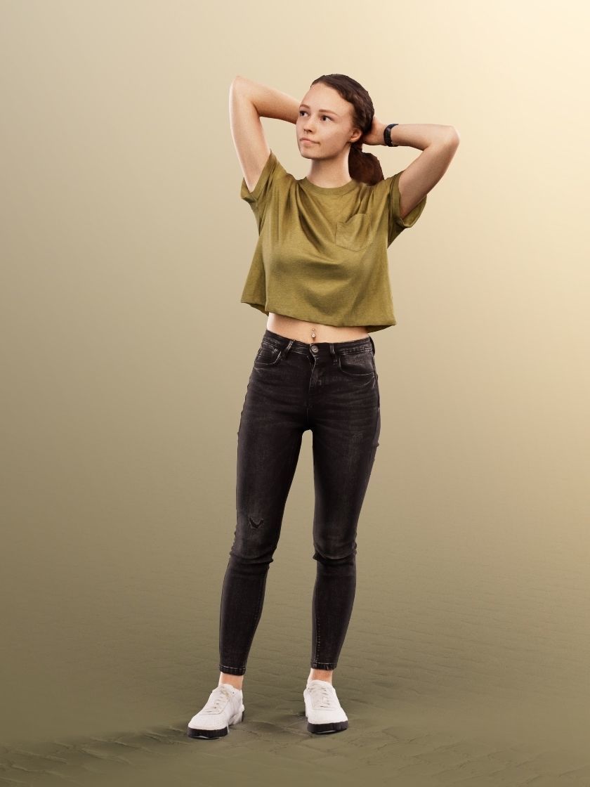 Nancy 12584 - Young Standing Casual Woman Low-poly 3D model_2