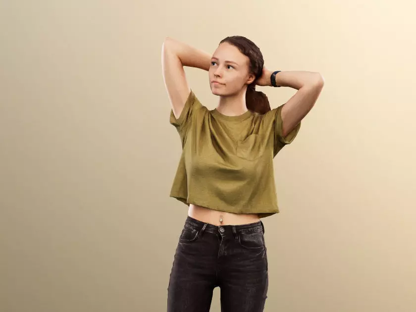 Nancy 12584 - Young Standing Casual Woman Low-poly 3D model_0