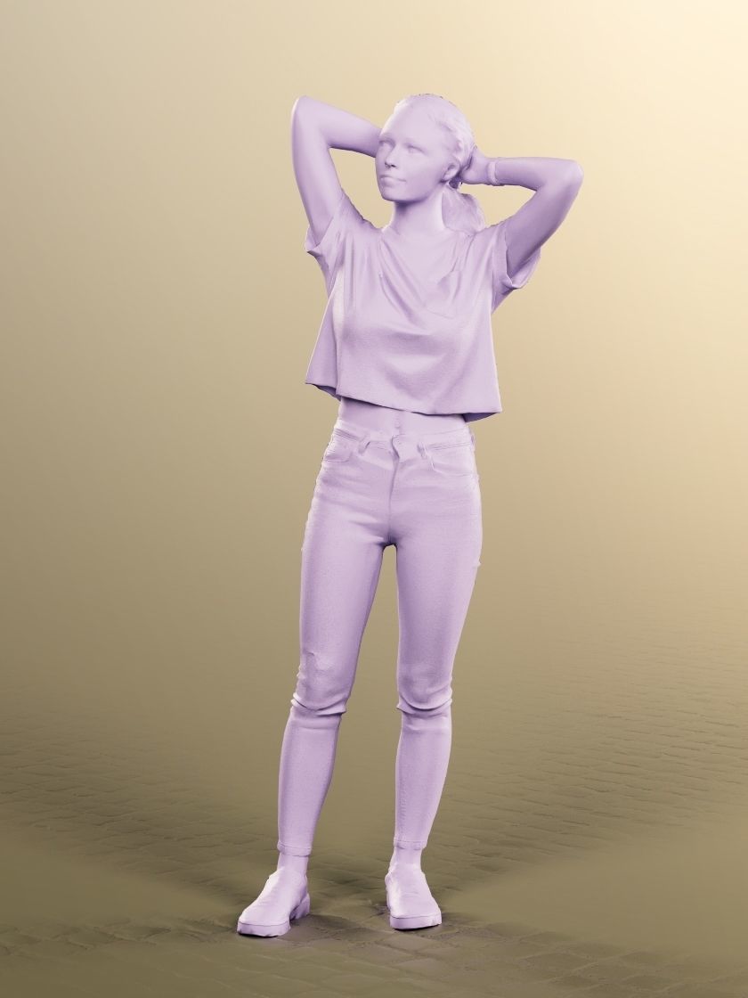 Nancy 12584 - Young Standing Casual Woman Low-poly 3D model_4