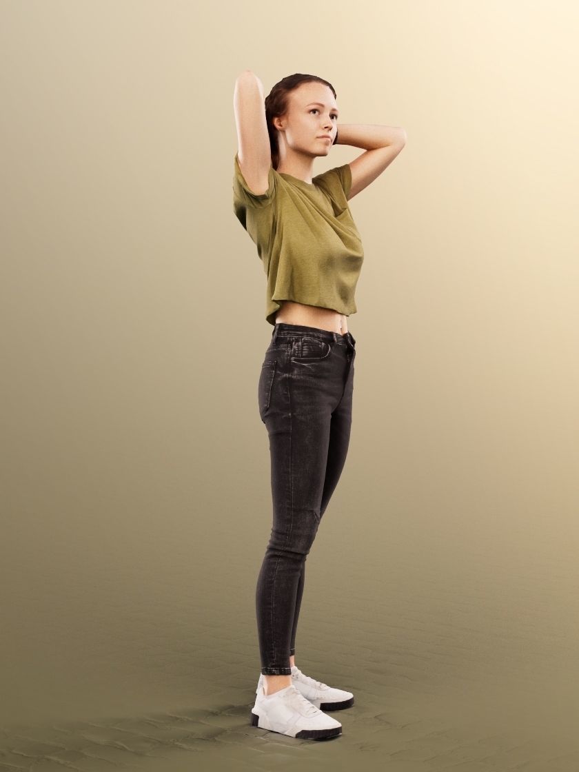Nancy 12584 - Young Standing Casual Woman Low-poly 3D model_3