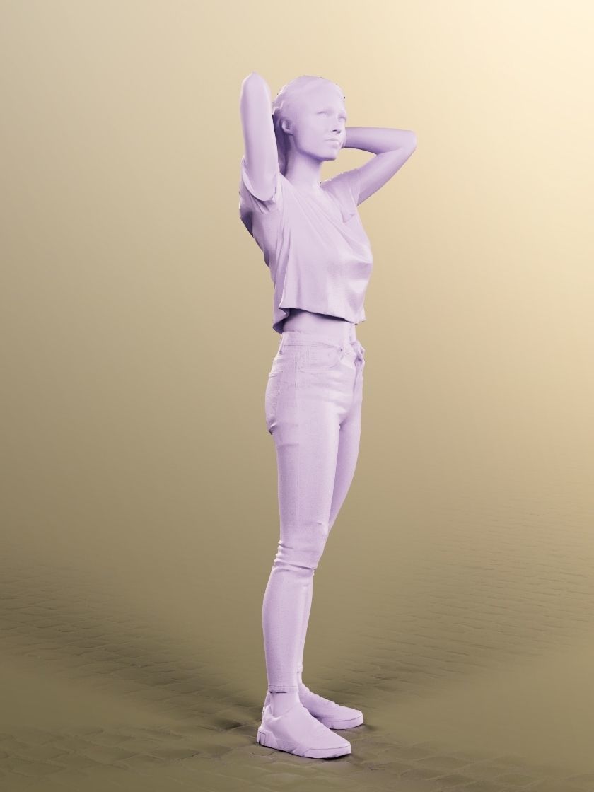 Nancy 12584 - Young Standing Casual Woman Low-poly 3D model_5