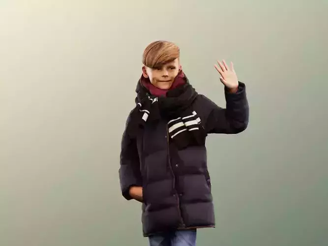 Leonard 12526 - Waving Boy In Winter Outfit