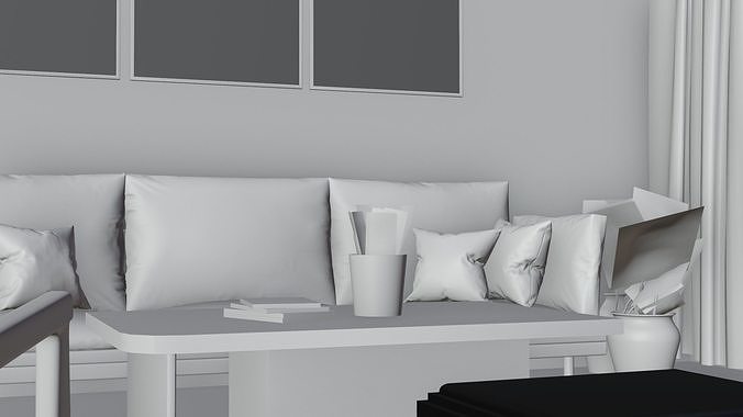 scandinavian living room 3D model 7