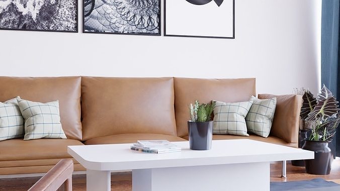 scandinavian living room 3D model 2