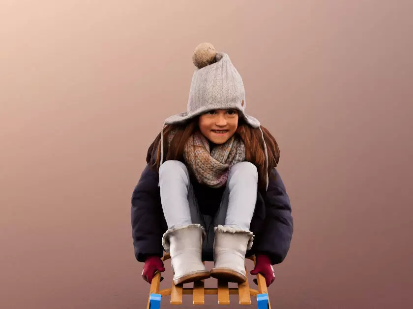 Leonie 12332 - Girl Sledging Winter Low-poly 3D model_0