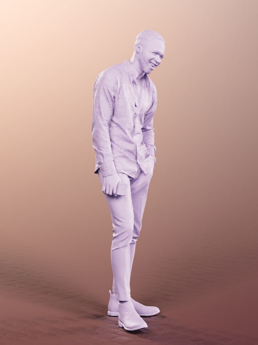 Maverick 12159 - Standing Black Man Laughing Low-poly 3D model_5