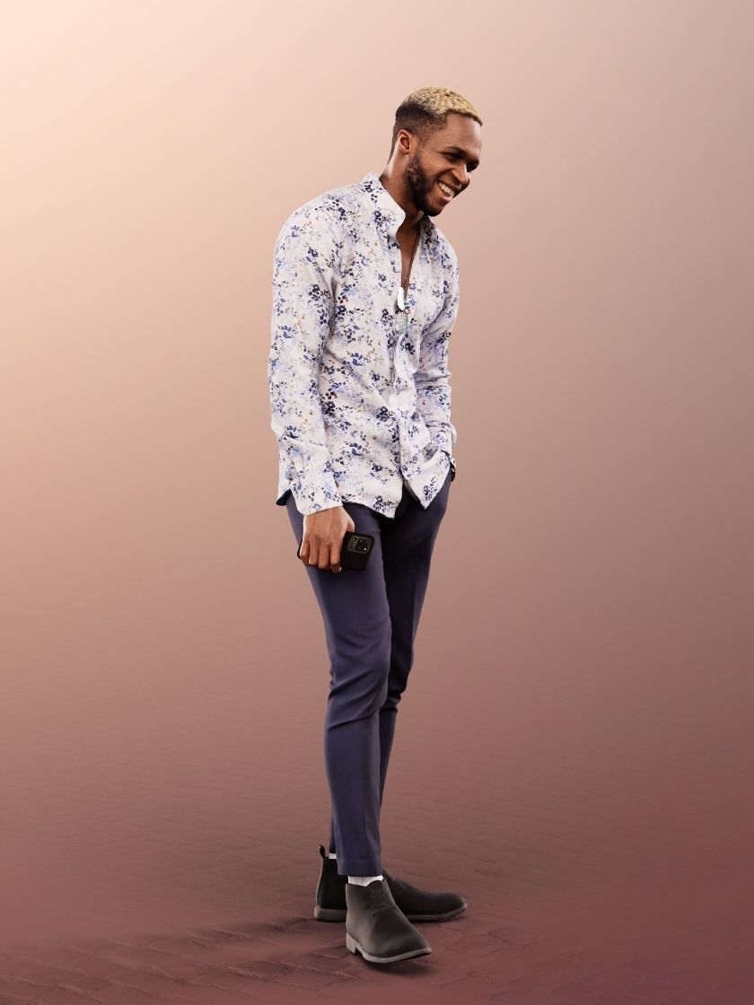 Maverick 12159 - Standing Black Man Laughing Low-poly 3D model_3