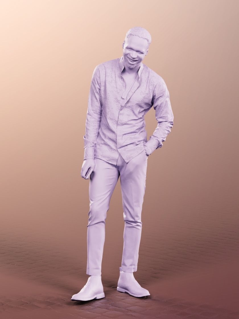 Maverick 12159 - Standing Black Man Laughing Low-poly 3D model_4