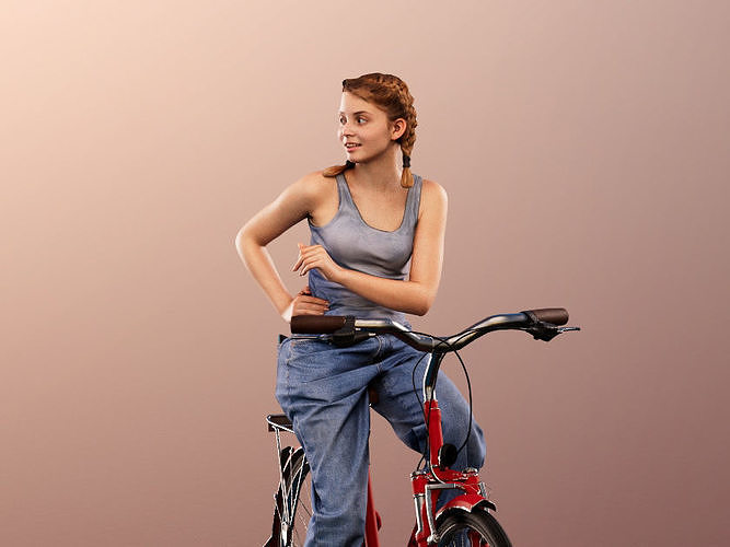 Lea 12113 - Teenage Girl Cycling Low-poly 3D model