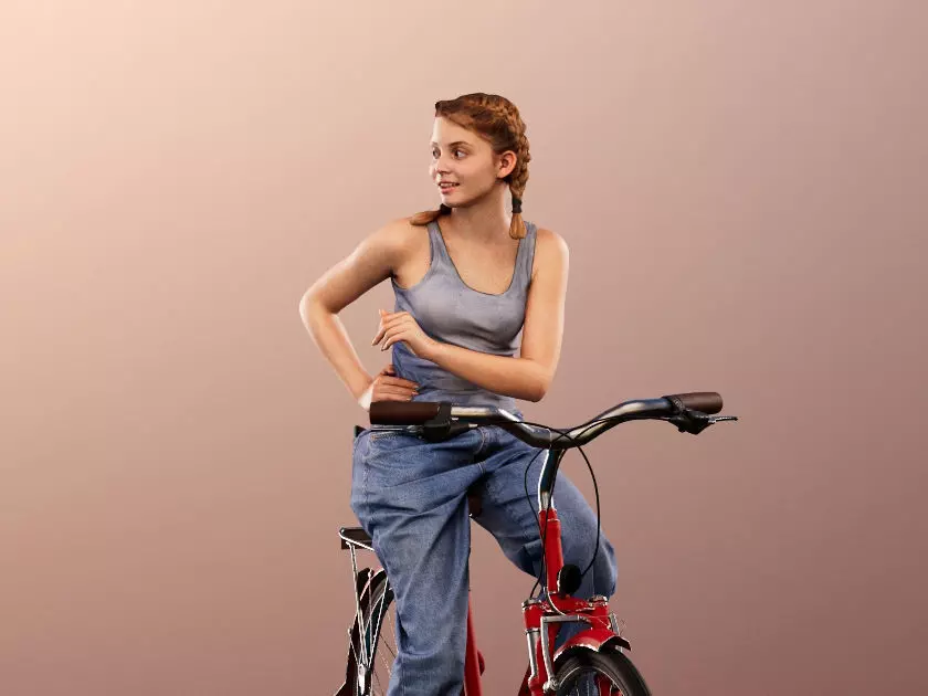 Lea 12113 - Teenage Girl Cycling Low-poly 3D model