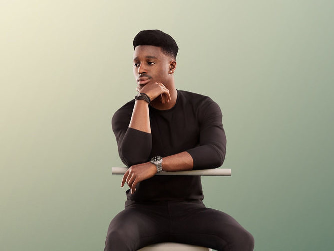 Kendal 12072 - Sitting Black Man Low-poly 3D model