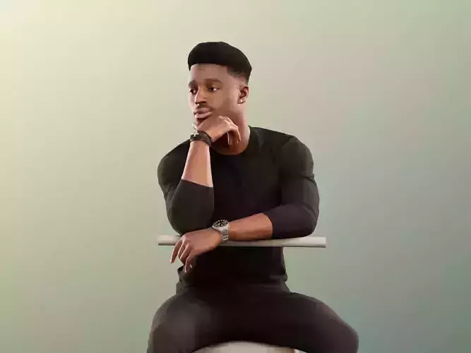 Kendal 12072 - Sitting Black Man Low-poly 3D model