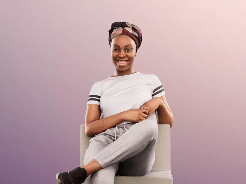 Rae 12049 - Casual Black Woman Sitting Low-poly 3D model