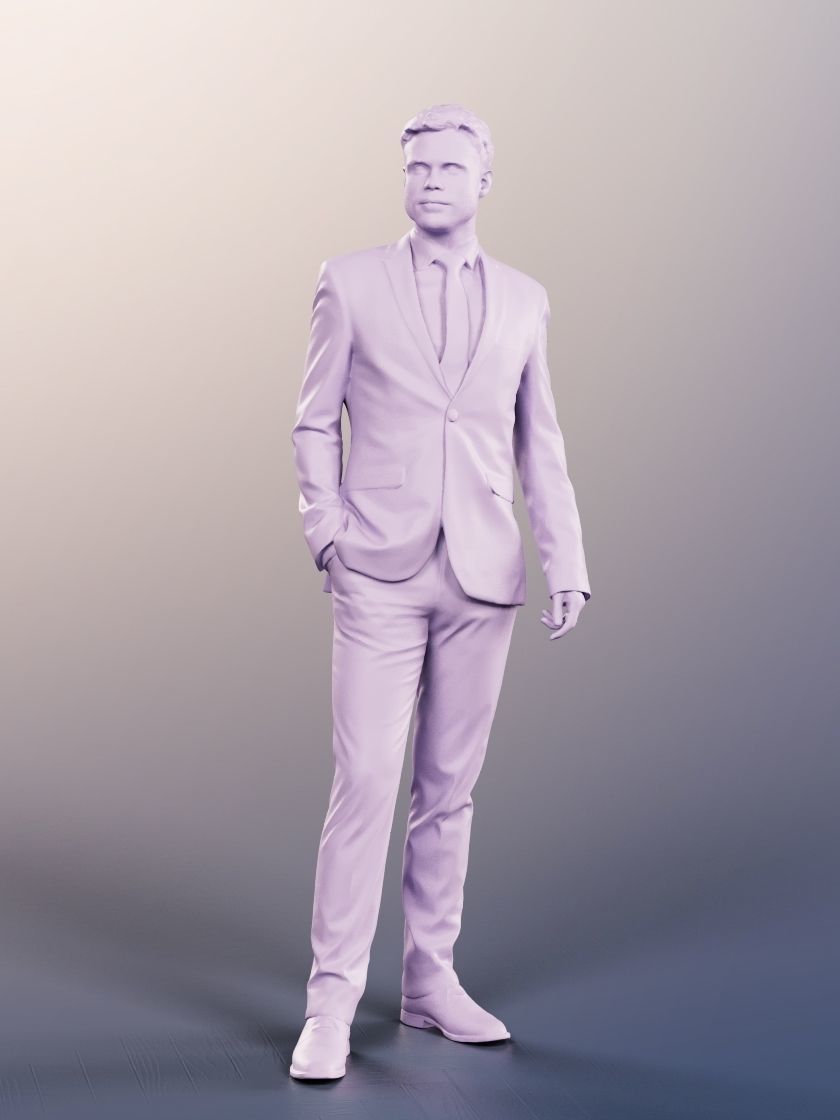 Fabian 12031 - Standing Business Man Low-poly 3D model_4