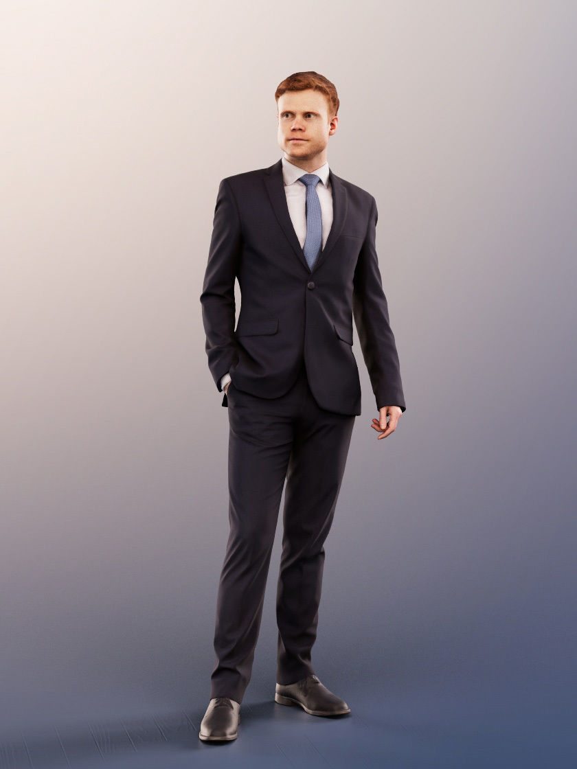 Fabian 12031 - Standing Business Man Low-poly 3D model_2