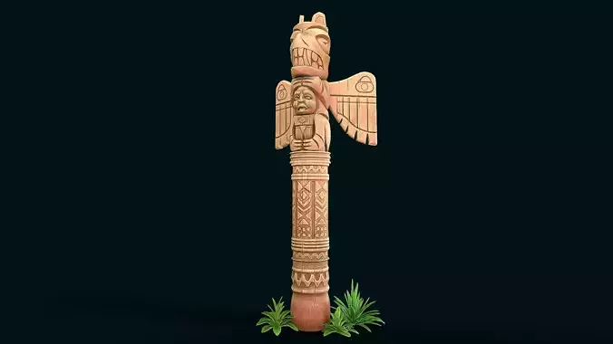 Stylized Wood Totem 7 Low-poly 3D model
