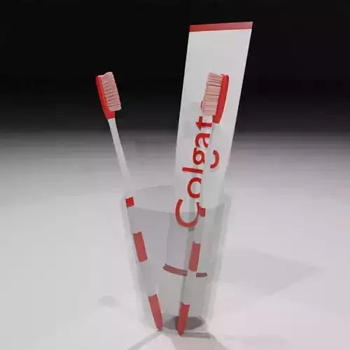 A glass with a toothbrush