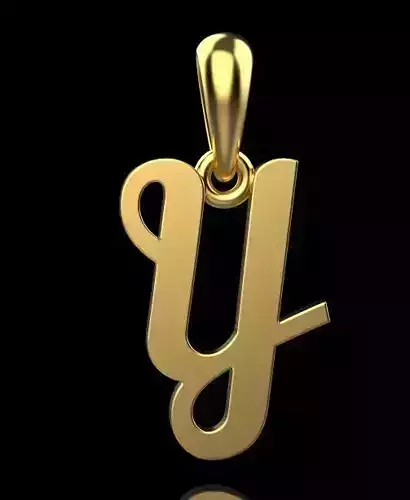 gold pendant ALPHABET LETTER Y 3D print model