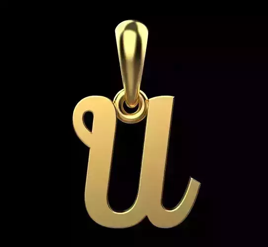 gold pendant ALPHABET LETTER U 3D print model