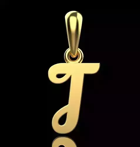 gold pendant ALPHABET LETTER T 3D print model