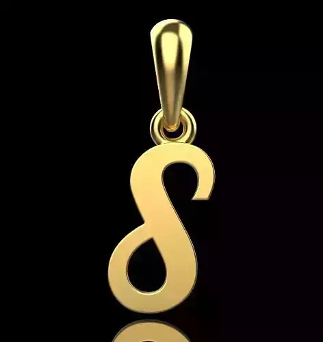 gold pendant ALPHABET LETTER S 3D print model