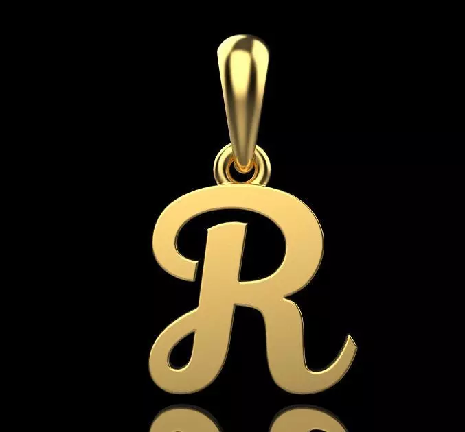 Angular R Letter gold pendant ALPHABET LETTER R 3D model 3D printable | CGTrader